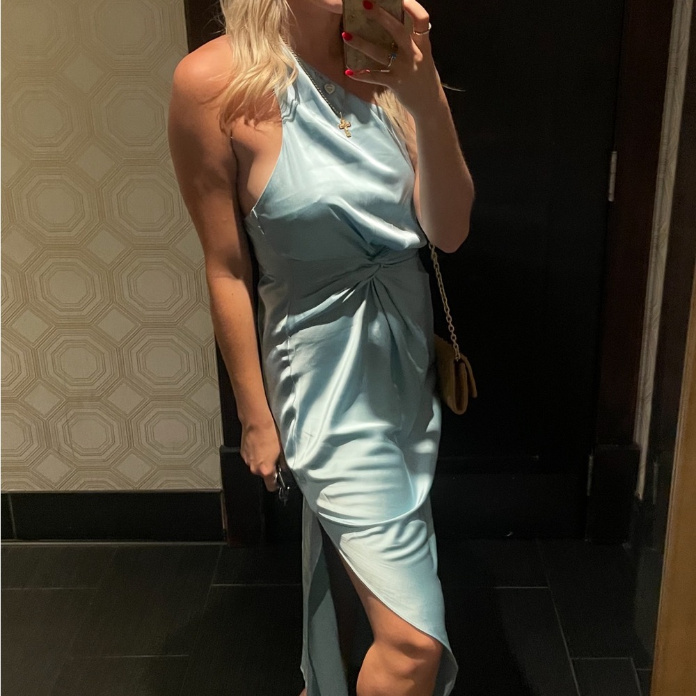 Elegant Blue One Shoulder Dress